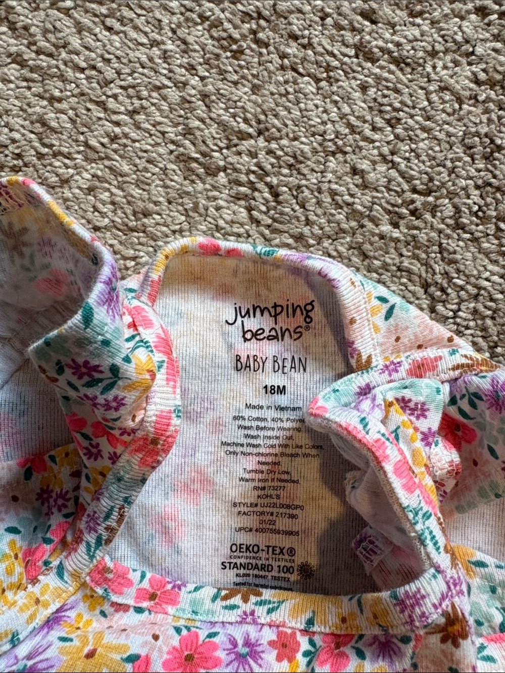 jumping beans Floral Ruffle-Strap Bodysuit - Pink, Yellow, Green, Purple - Picture 2 of 3